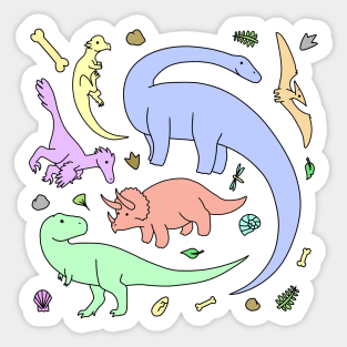 Pastel Colors Dinosaur Pattern Sticker